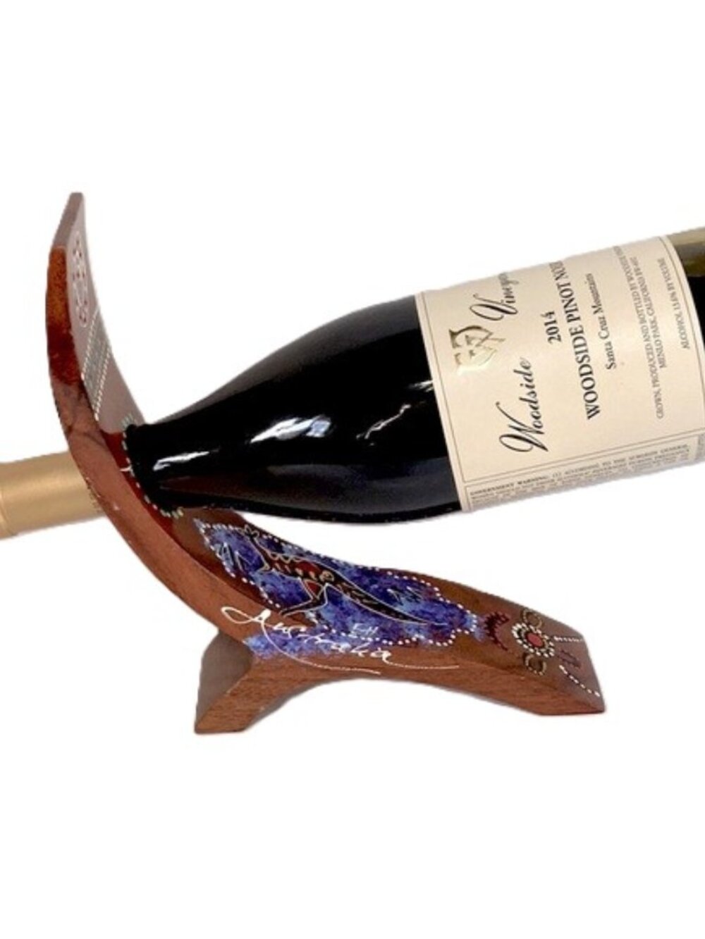 Australian Kangaroo Hand Crafted Painted Floating Wine Bottle Holder  12 x 2 in